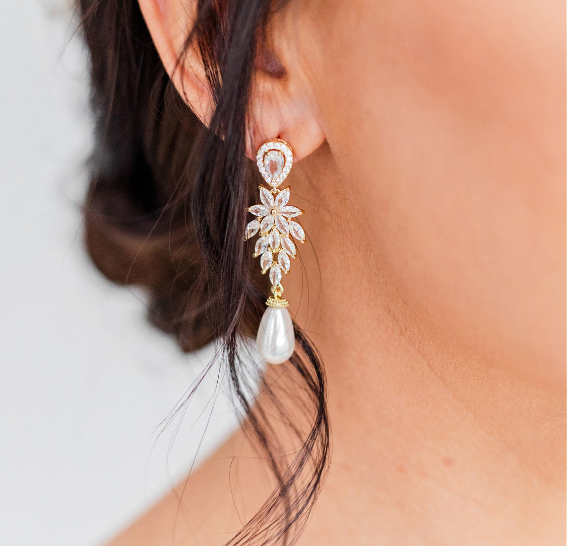 Imported Celebrity Style Korean pearl diamond Earrings Hot selling Gold  Pearl Drop Earrings, Pearl Dangle Earrings